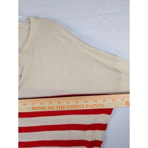 Aqua Sweater Womens XL Beige Red & Blue Striped Cotton Viscose Cardigan XL NWT - Picture 6 of 8